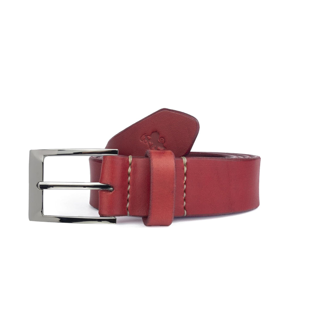 Cintura in cuoio artigianale da uomo Coryum Larth#colore_rosso
