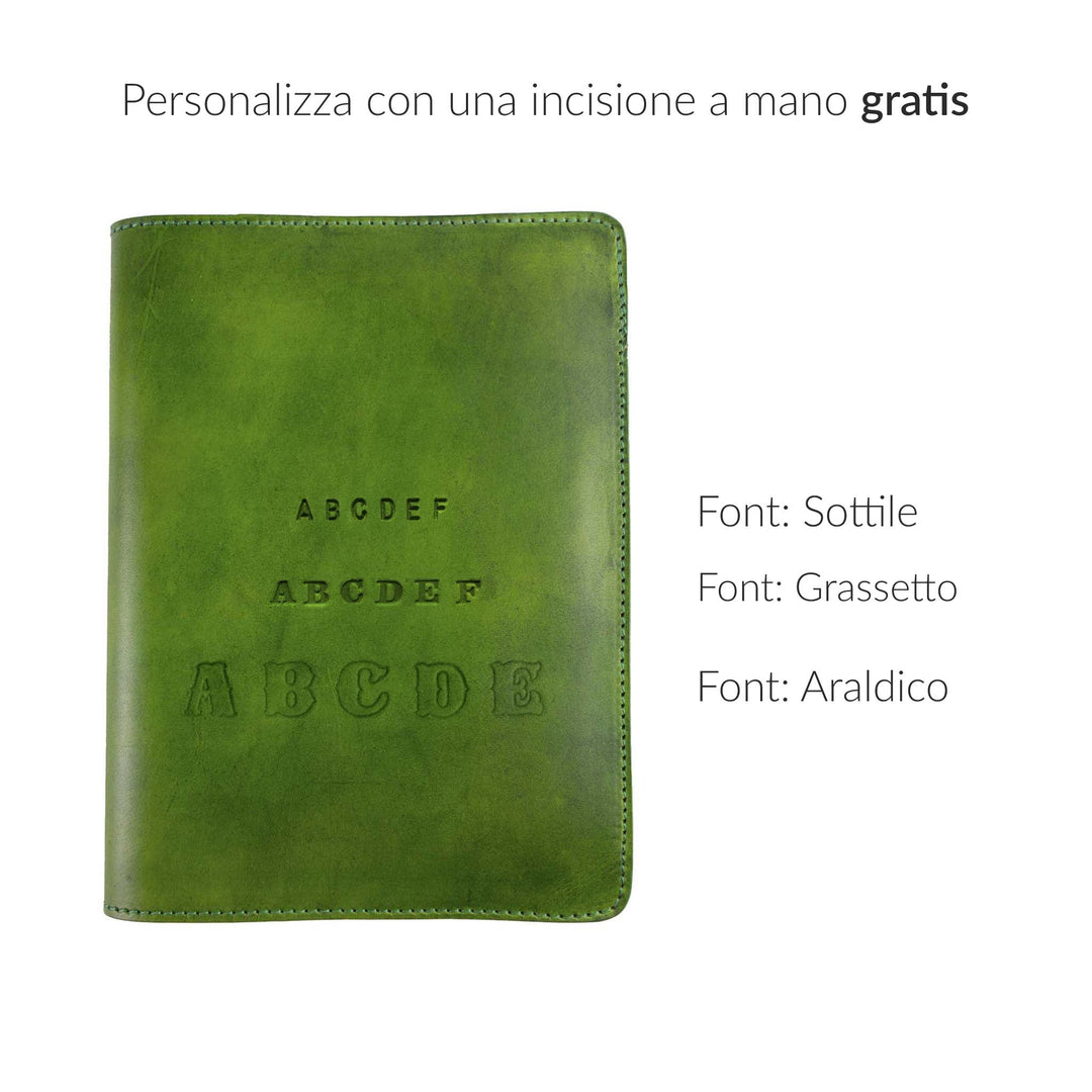 Porta agenda in pelle personalizzata formato A5 Lucrezio #colore_verde-foresta