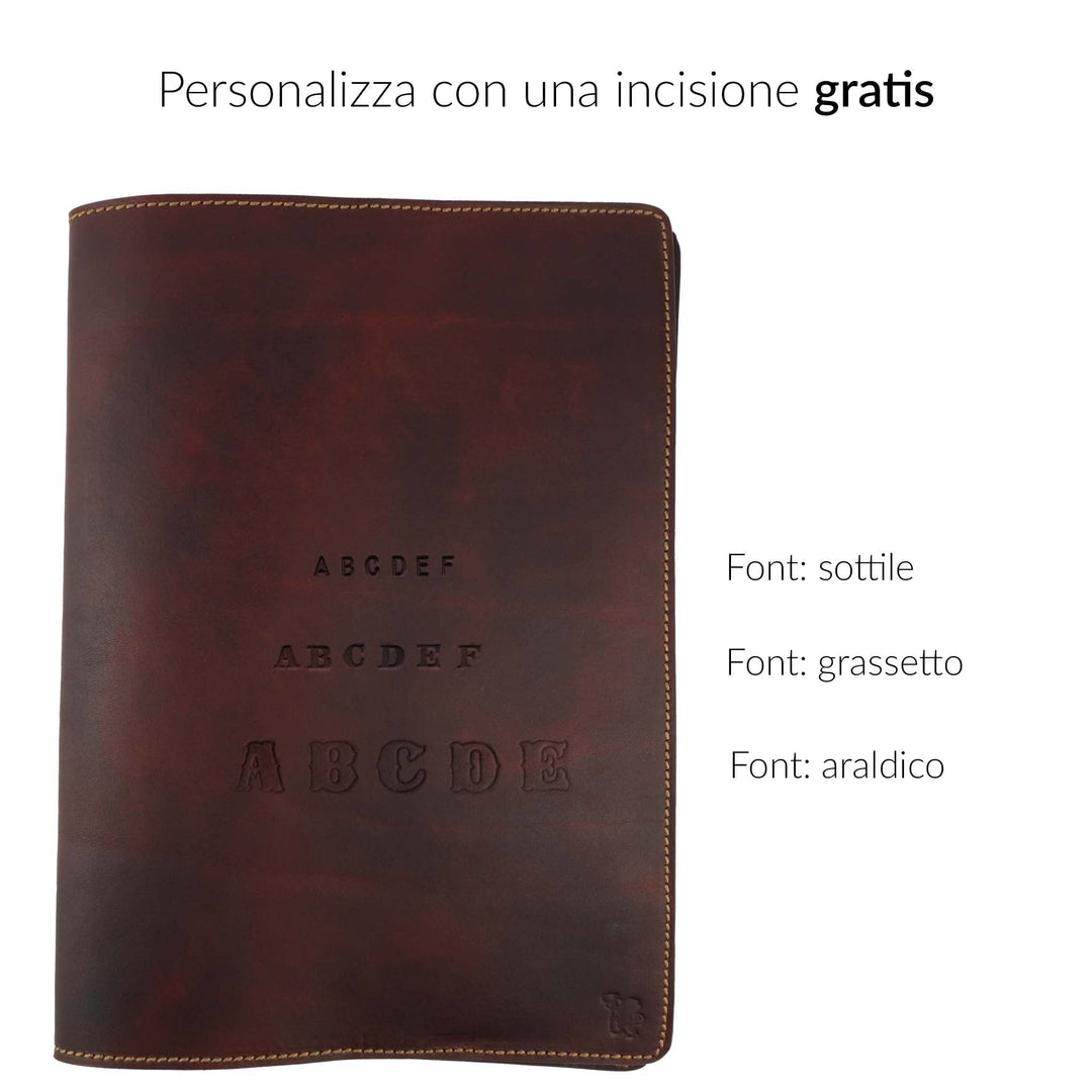 Porta agenda in pelle personalizzata formato A4  Tiberio#colore_marrone-scuro