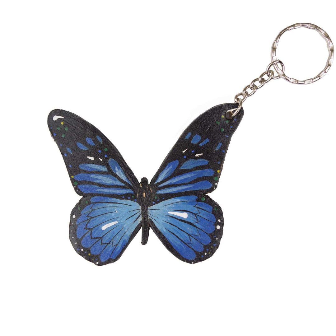Blu Portachiavi farfalla in cuoio