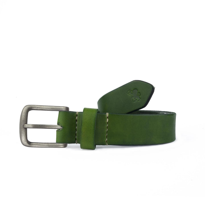 Cintura in cuoio artigianale da uomo Coryum Titos#colore_verde-foresta