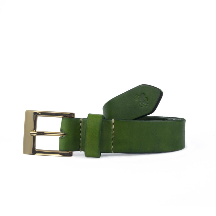 Cintura in cuoio artigianale da uomo Coryum Caisar#colore_verde-foresta